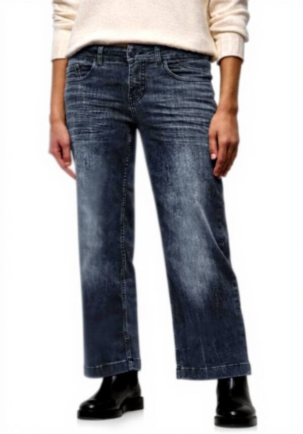 Street One Damen Wide Leg Jeans Steel Grey Washed