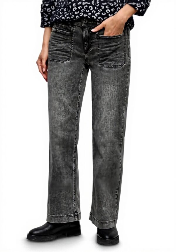 Street One Damen Wide Leg Jeans Mid Grey Washed Casual