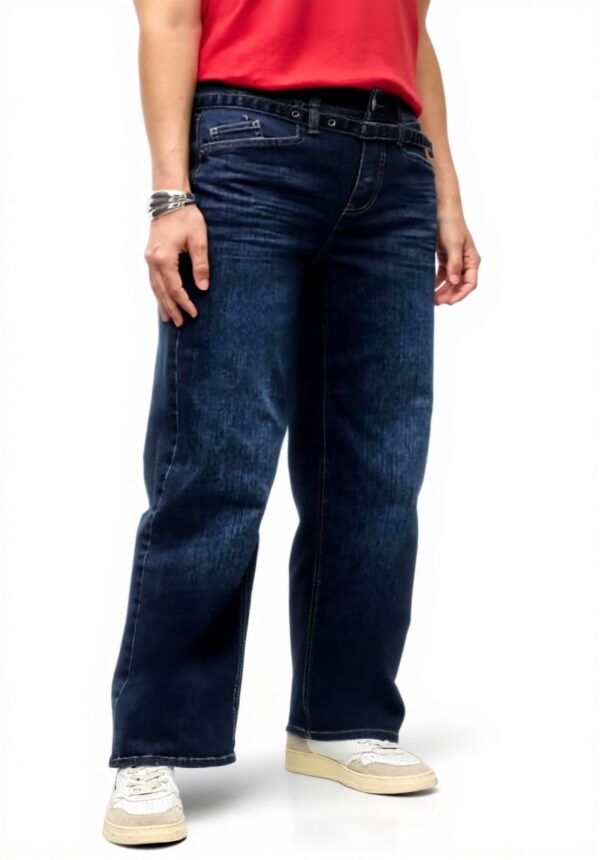 Street One Damen Wide Leg Jeans mit Gürtel Loose Fit