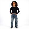 Vingino Mädchen Coco Cargo Jeans Cargo Design Grau Schwarz