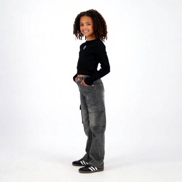 Vingino Mädchen Coco Cargo Jeans Cargo Design Grau Schwarz